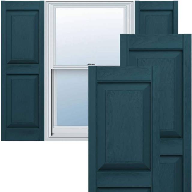 Ekena Millwork Lifetime Vinyl LP2S12X03100MB Standard Two Equal Panel Vinyls  Raised Panel Vinyl Shutters  w/Installation Shutter-Lok's & Matching Scr