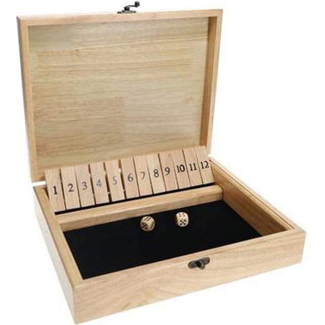 WE Games 12 Number Shut The Box Board Game- Natural Wood Box with Lid