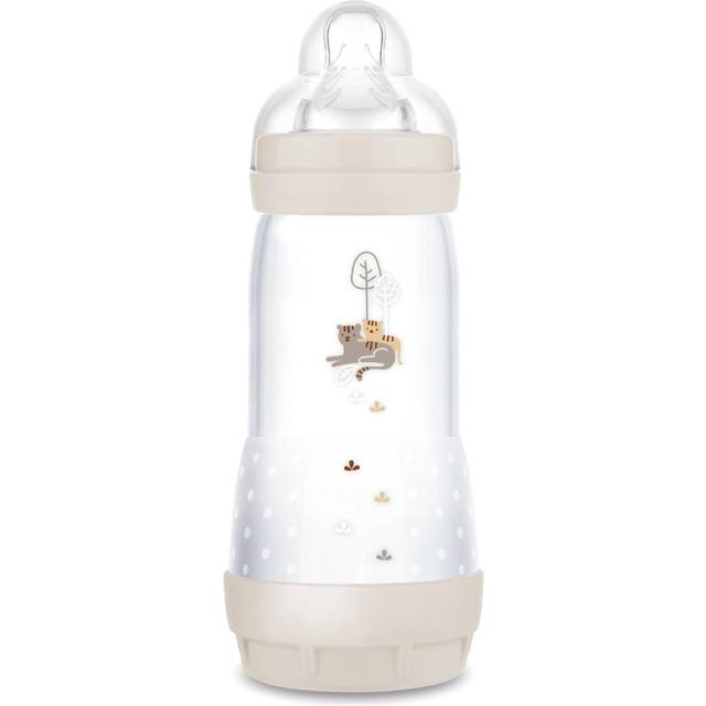 MAM - Easy Start Anti-Colic Flaska 4+ månader snabbt flöde (320 ml) Sand - Flaska för att minska kolik och barnets obehag - amningsvänlig babyflaska
