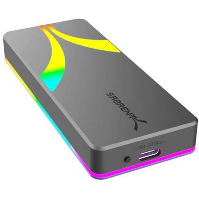 SABRENT Rocket RGB USB C 20Gbps M.2 SATA/NVMe SSD-kabinett (EC-RGBG)