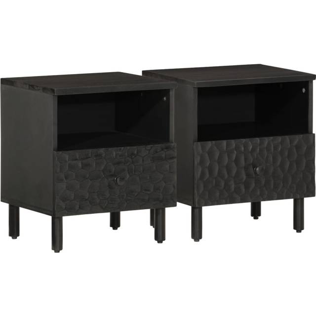 vidaXL Bedside Cabinets 2 pcs Black 40x33x46 cm Solid Wood Mango