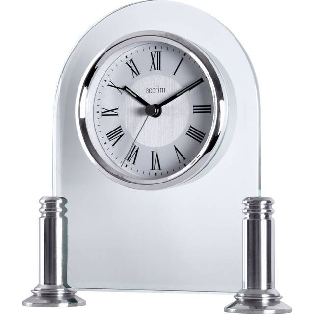 Analog Metal Quartz in Silver/White (17.3cm H X 15.7cm W X 4.5cm D)