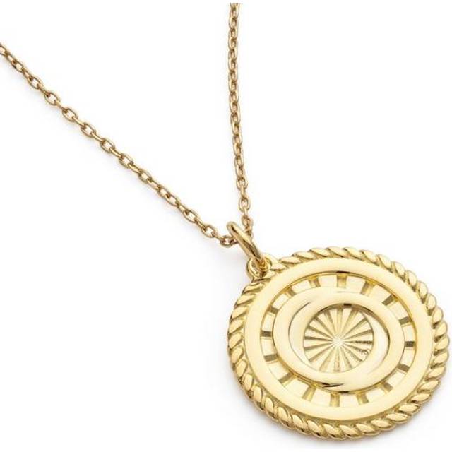 Gold Sunburst Interlocking Circles Medallion Necklace - One Size