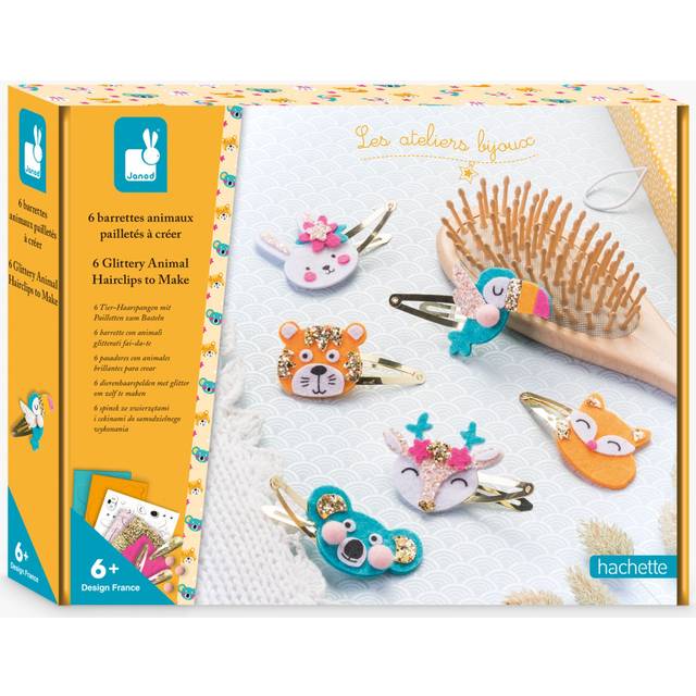 Janod Make Your Own Glittery Animal Hairclips