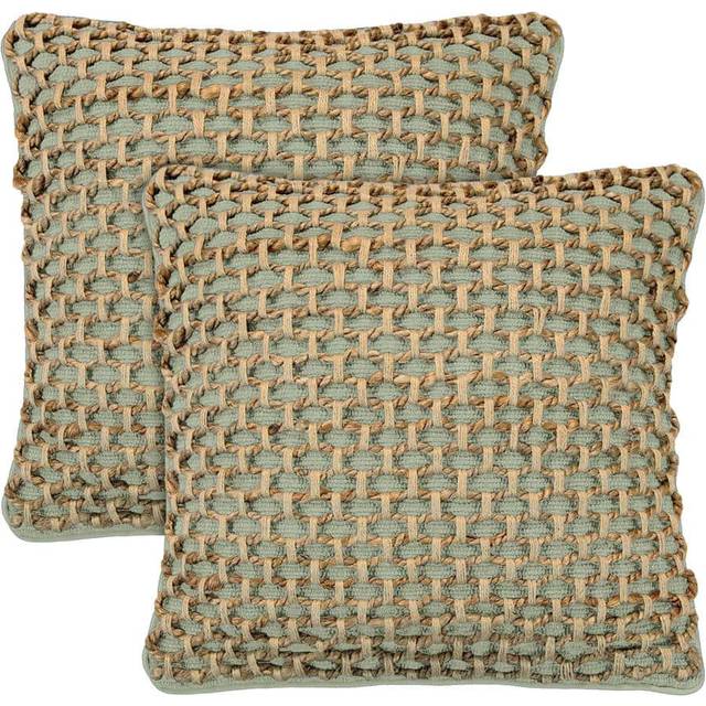 "Boho Living Jada 2 Pc Decorative Throw Pillow Covers  Pillow Insert not Included  Premium Woven Design  Living Room D?cor  (2) 20"""" x 20""""  Sage Green"