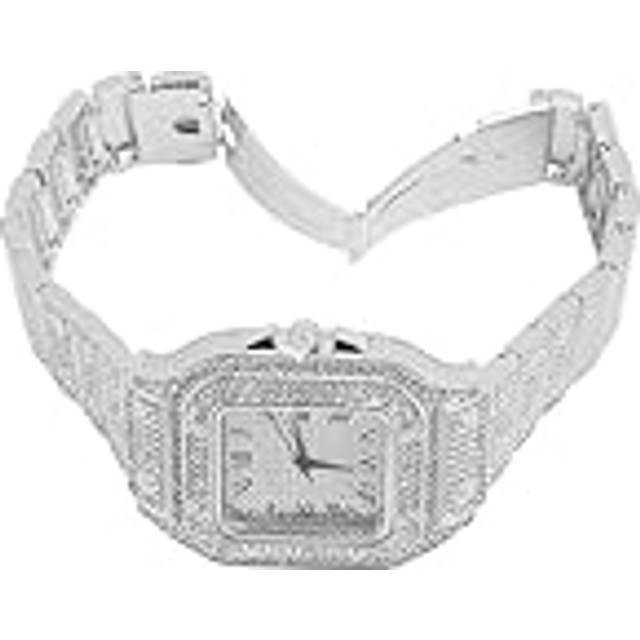 Quartz Rhinestone Watch, Precise Electric Time Dam Quartz Watch, Gnistrande Fyrkantig Legering för Vardagen (Silver)