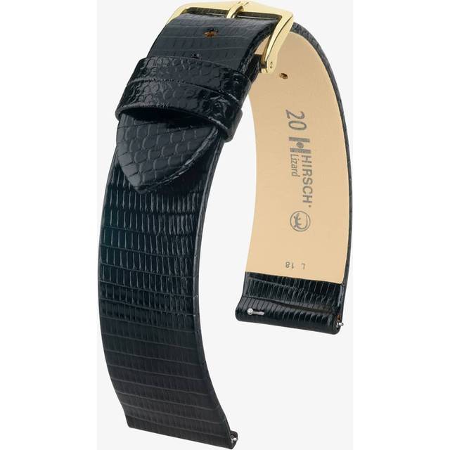 HIRSCH Lizard 17mm Long Black Leather Watch Strap 01766050-1-17