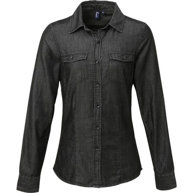Premier Womens/Ladies Stitch Shirt (Black Denim) Cotton - Size X-Small