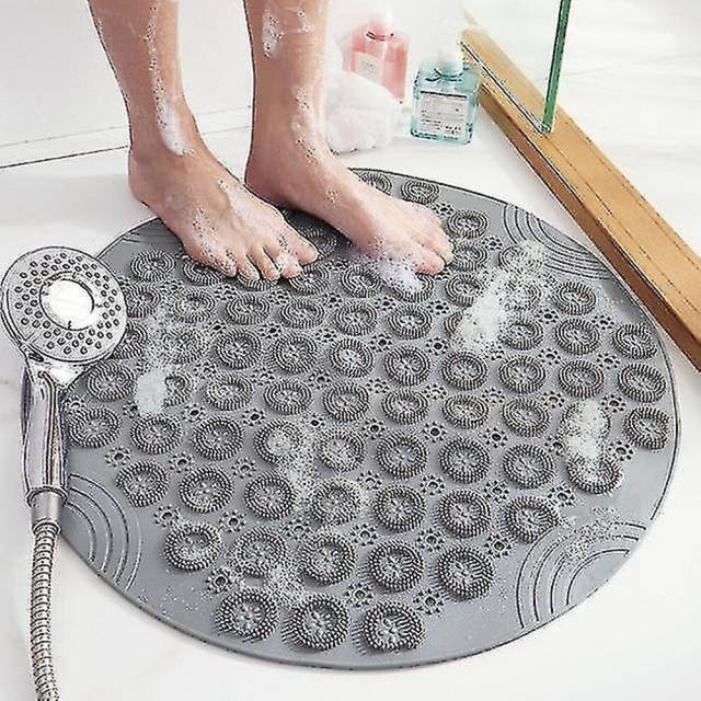 Textured Surface Round Shower Mat Anti Slip Bath Mats With Drain Hole Massage Floor|bath Mats