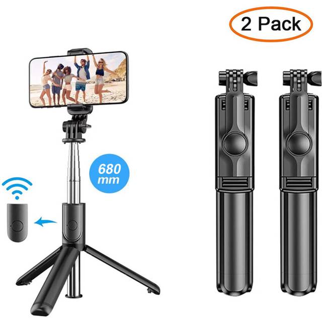 (a-S03 2 pack) New Wireless Bluetooth Selfie Stick Mobile Phone Holder Retractable Portable Multifunctional Tripod With Wireless Remote Shutter
