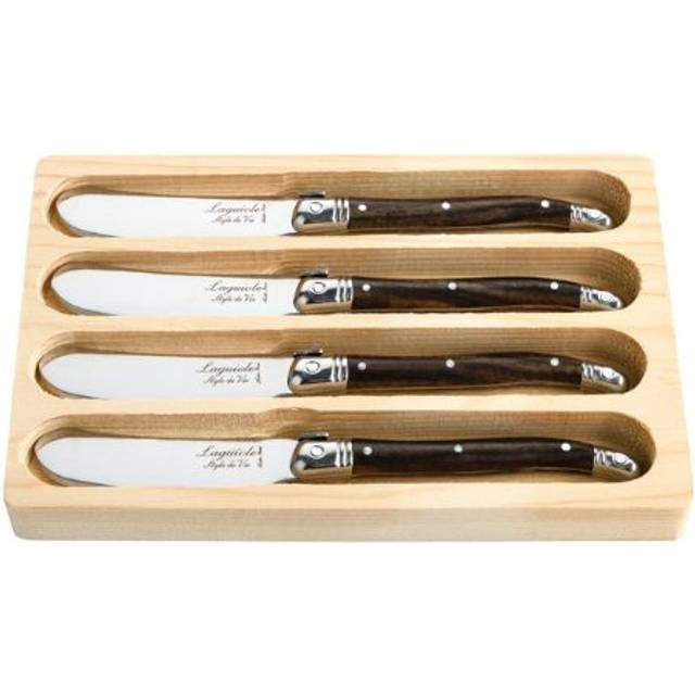 Laguiole Style De Vie Premium Butter Knives 4 Piece Set Dark Wood