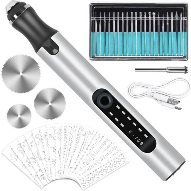 Engraving Pen, Electric Engraving Tool Kit USB Rechargeable Engraver Etching Pen Micro-Cordless Carve Tool for DIY Art