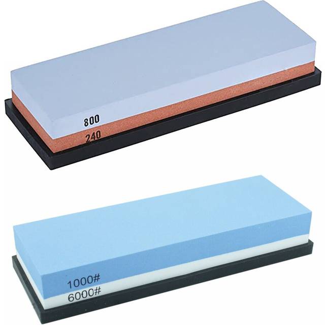240/800+1000/6000 Dual Whetstone Set Knife Sharpening Water Stone Wet Sharpener with Non-Slip Stand Holder