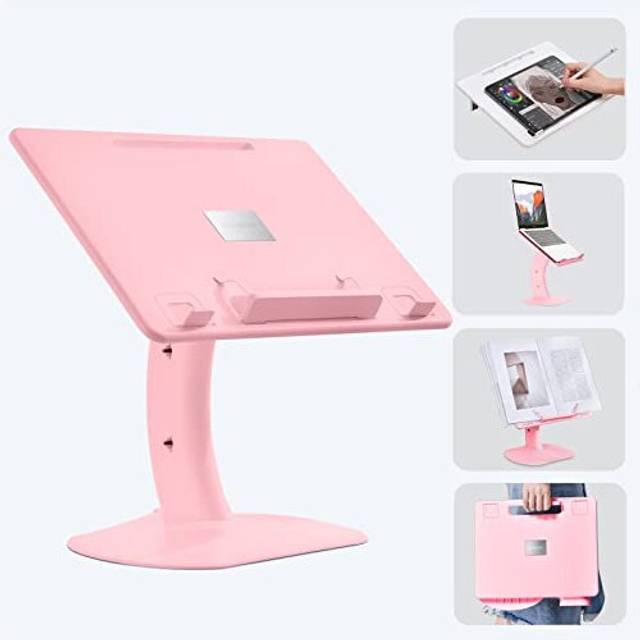 "Adjustable Laptop Stand Desk, Foldable Lapdesk Portable, Pink Laptop Riser For Macbook Air Pro 11-17.3"" Laptops"