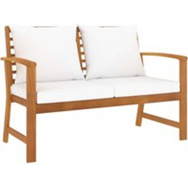 Garden Bench 120 cm with Cream Cushion Solid Wood Acacia
