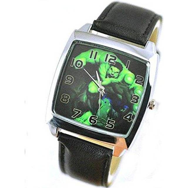 The Incredible Hulk Quartz Watch with Analogue Display & Calf Grain Real Leather Strap Black