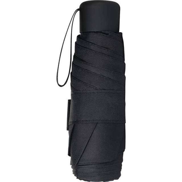 Vicloon Mini reseparaply – ficka, bärbar, kompakt vikning, lätt, vattentätt, regn och solparaply (svart)