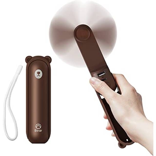 JISULIFE Handheld Fan with 4500 mAh Powerbank Max 37 Hours Runtime, Personal Portable Fan Pocket USB Powered Folding and Mini Rechargeable Quiet -Bro