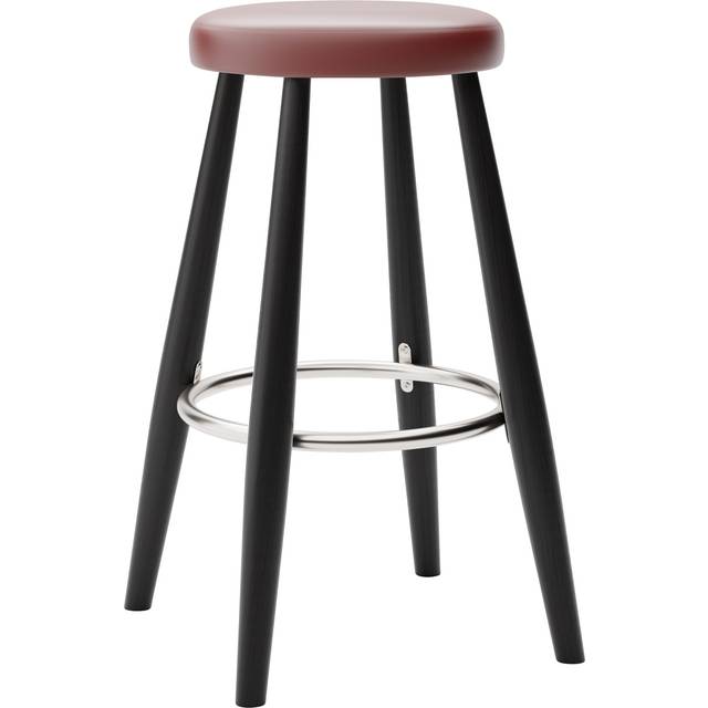 Carl Hansen - CH58 Low Stool, Svartlackad Ek, Lädergrupp B Thor - 332 - Barstolar &amp; barpallar - Hans J. Wegner - Svart - Läder/Metall/Trä
