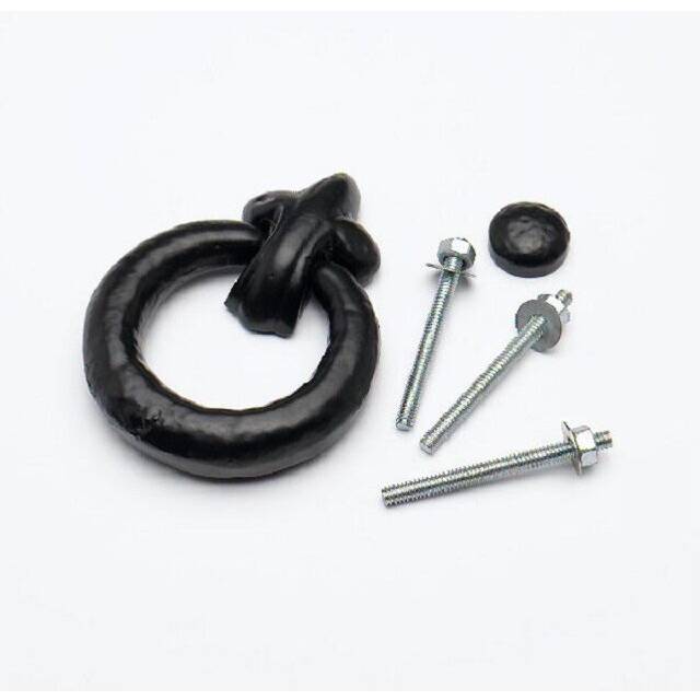 Heavy Duty Antique Black Ring Style Rustic Door Knocker with Fixings 125mm