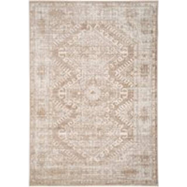 Neutral Beige Geometric Medallion Bordered Rug - 160cm x 230cm