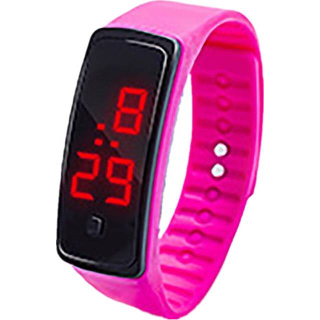 4 Pcs LED Digital Display Bracelet Watch Children's Students Silica Gel Sports Watch Rose red - Red