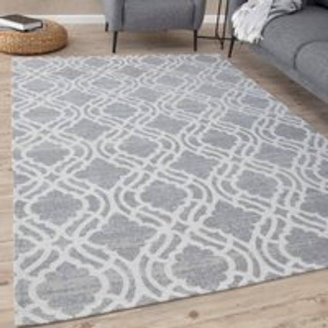 Washable Rugs for Living Room Kitchen Bedroom Trellis Design Grey Machine Washable Area Rugs and Runners 6901 - 120cm x 170cm
