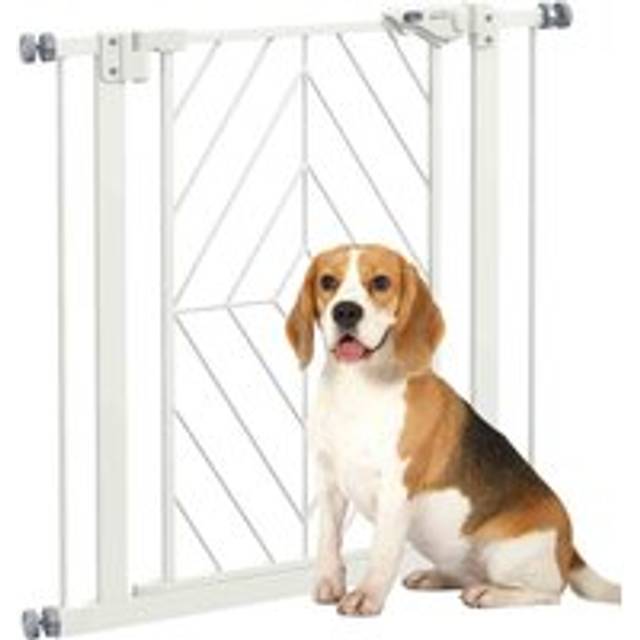 Pressure Fit Safety Gate w/ Auto Closing Door - Double Locking - 74-80cm - PawHut | TJ Hughes White