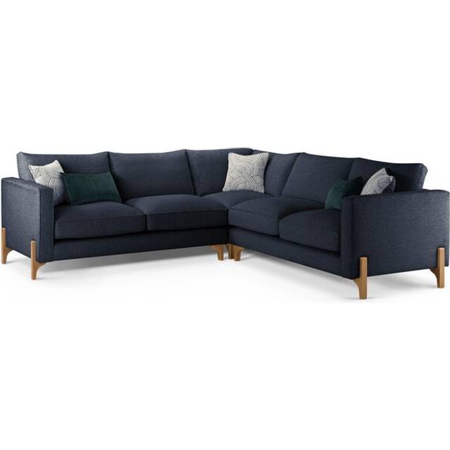 Oak Feet & Navy Fabric Sofas - Large Corner Sofa - Jude Range - Oak Furnitureland
