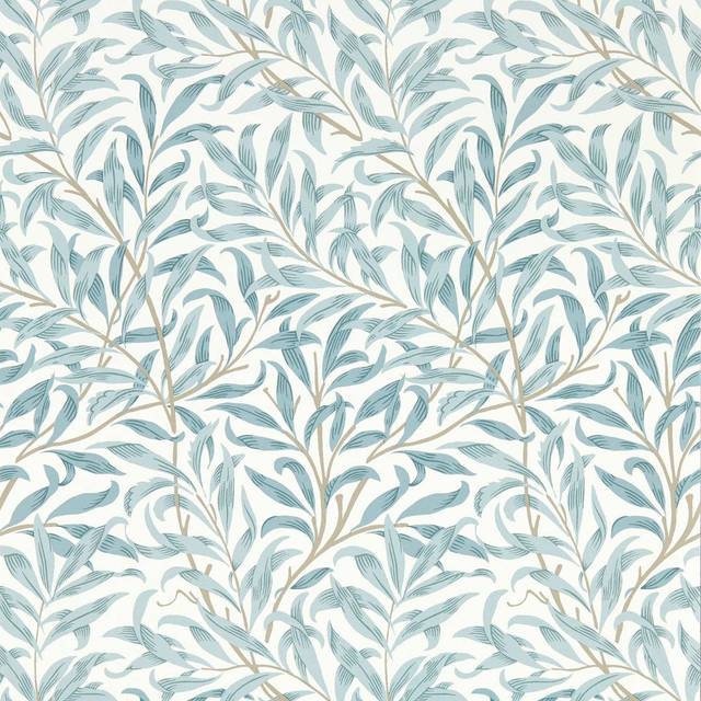 Willow Boughs WIlliam Morris 10.05m x 52cm Matte Wallpaper Roll - Teal (1,005cm L X 52cm W)