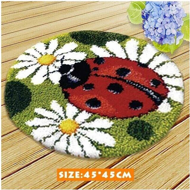 45*45cm Ladybug Rug-Making DIY Embroidery Latch Hook Kit Needle Craft