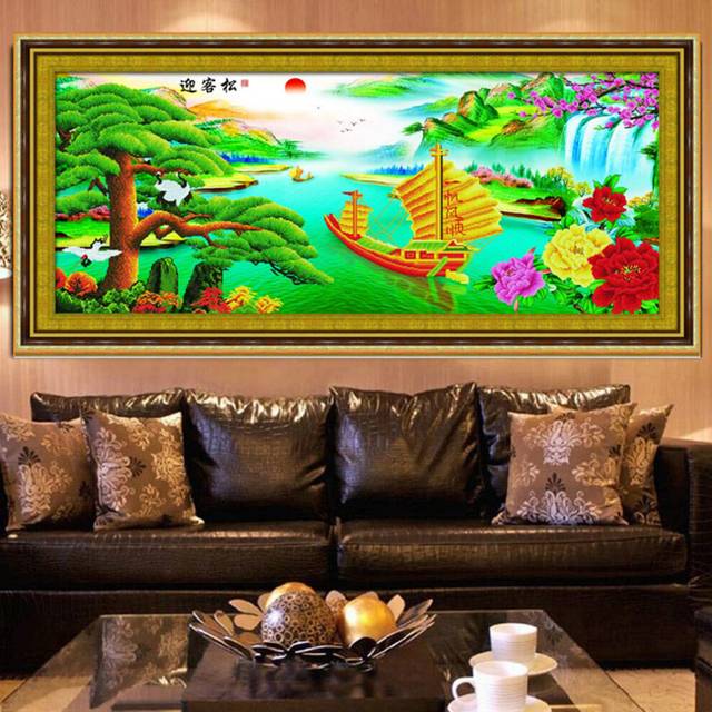 Round Diamond Living Room Diamond Paste Cross Stitch The Pine