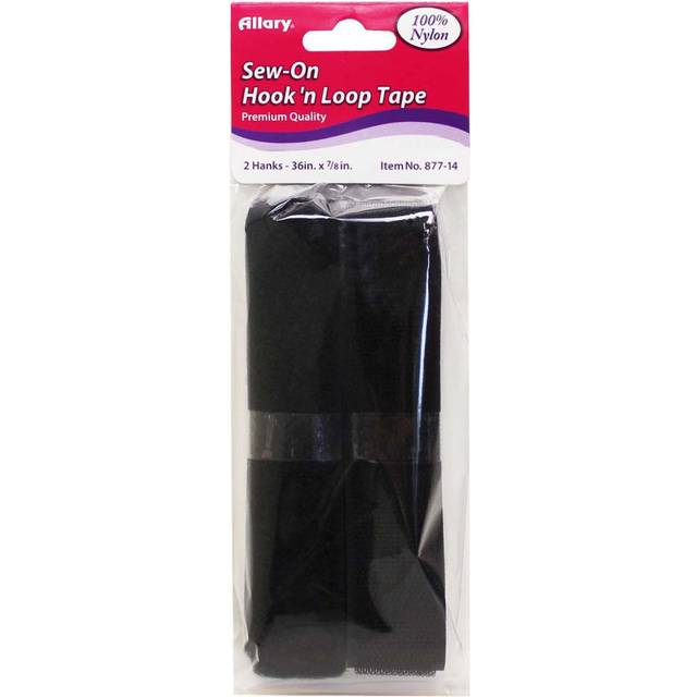 "Allary Sew On Hook And Loop Tape 8/Pkg-Black, .75""X3.5"" 877A-14"