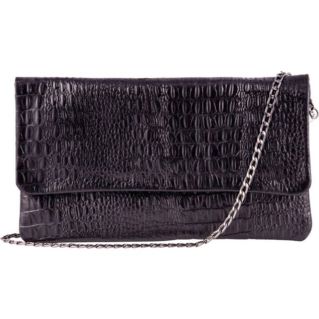 (Black) Womens Clutch Alligator Leathr Printed Cowhide Bag