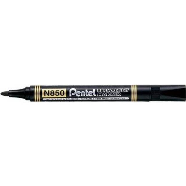 10 x Pentel N850 Permanent Marker Pens Bullet Point Black Ink