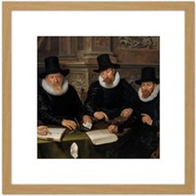 Van Den Valckert Regents Amsterdam Leper Asylum 8X8 Inch Square Wooden Framed Wall Art Print Picture with Mount - Tan - One Size