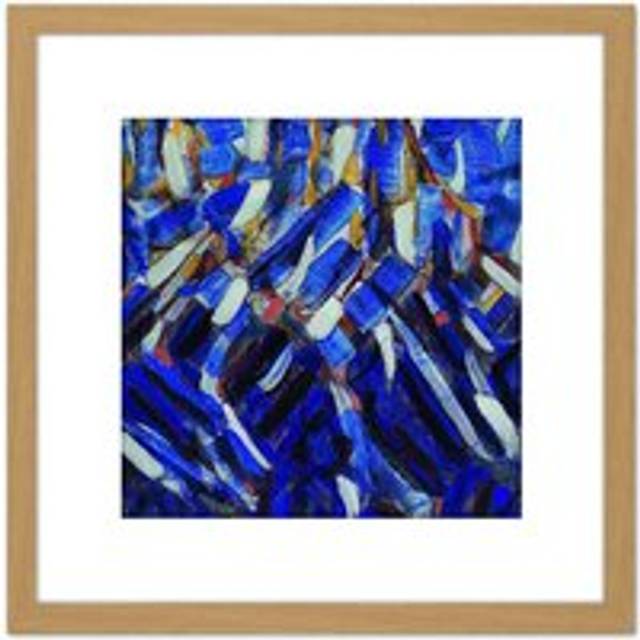 Rohlfs Abstraction Blue Mountain Painting 8X8 Inch Square Wooden Framed Wall Art Print Picture with Mount - Tan - One Size