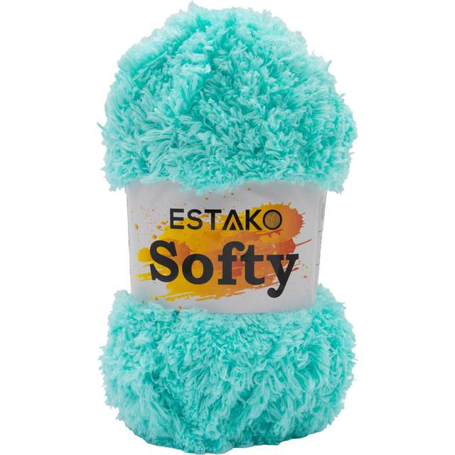 Estako Softy 100% Polyester Fluffy Soft Chunky Bulky Weight #5 Yarn for Crocheting and Knitting 3.52 oz (100 gr) 98 Yds (90 m) (9250 - Cyan)