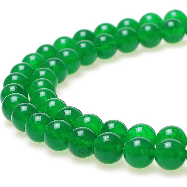 MJDCB Stone Beads Green Jade Round Loose Beads for Jewelry Making DIY Bracelet Necklace (8mm)