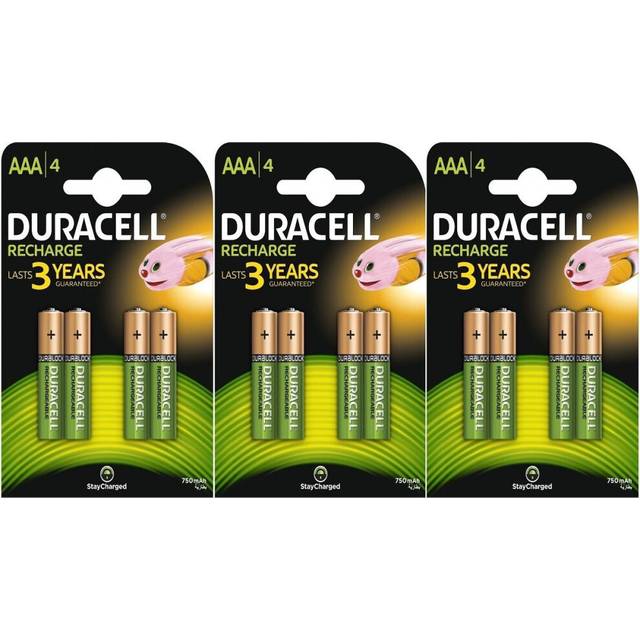 12 X Duracell 750mAh AAA Size Rechargeable Accu Batteries