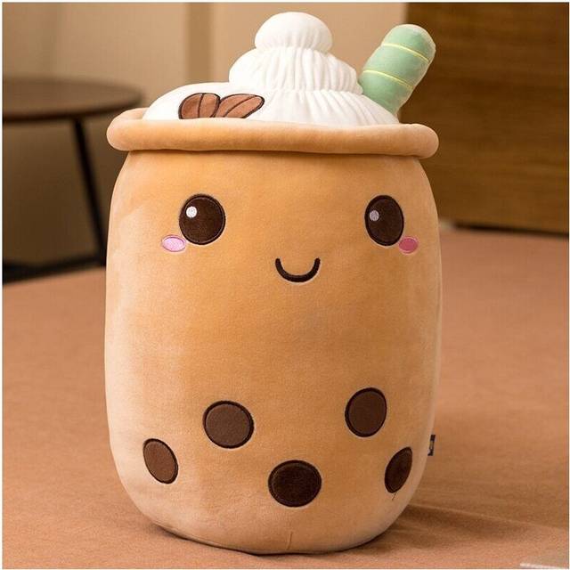 (Brown, 50cm) Lovely Bubble Tea Plush Toy Stuffed Plushie Pillow Cushion Funny Boba Milk Tea