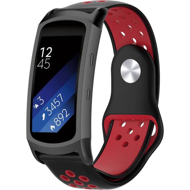 Samsung Gear Fit2 Pro två-färgat mjukt silikonarmband - Röd / Svart