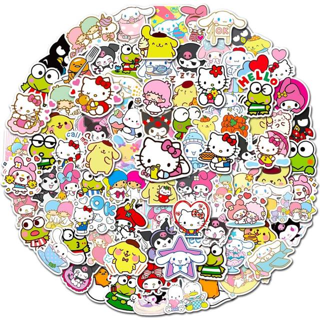 100 Pcs Kawaii Stickers for Kids,Cute Stickers Waterproof Vinyl for Water Bottle,Laptop,Phone,Skateboard.Sticker Pack for Teens (Hello KT)