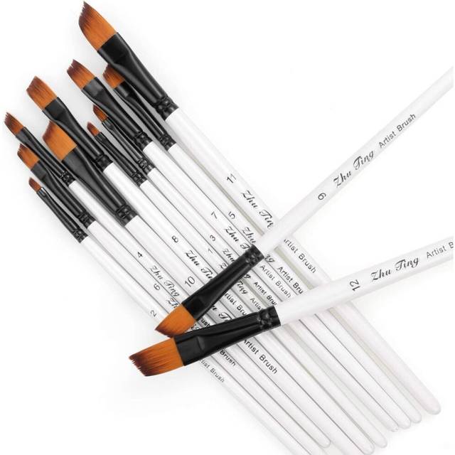 Paint Brushes, 12pcs Artist Paint Brush Set Angled Paint Brushes UK