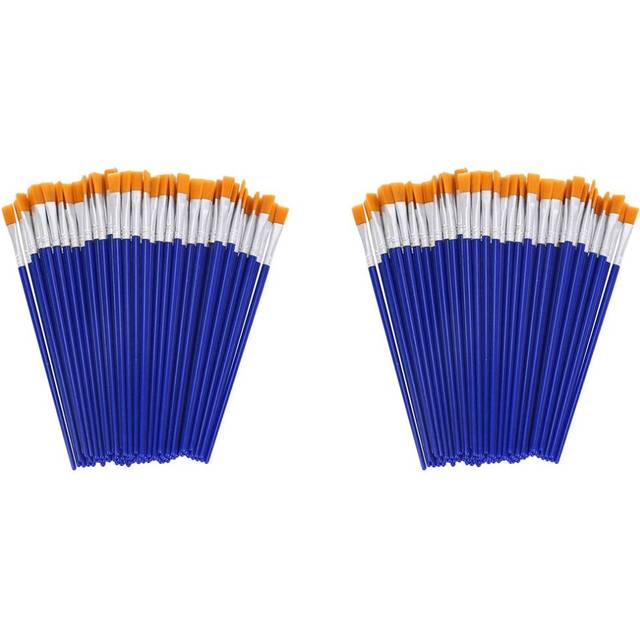 200 Pcs Flat Paint Brushes,Small Brush Bulk for Detail Painting,Nylon Hair Brushes Acrylic Oil Watercolor Fine