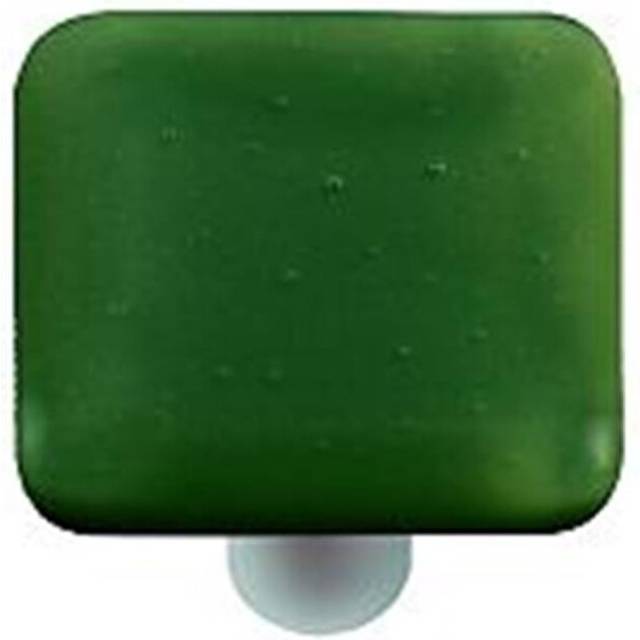 Dark Forest Green Square Glass Cabinet Knob - Aluminum Post