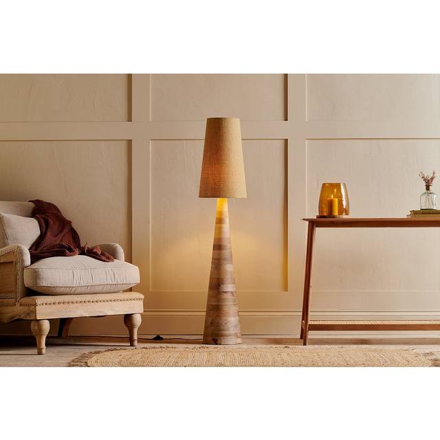 Nkuku Chameli Tapered Mango Wood Floor Lamp Base