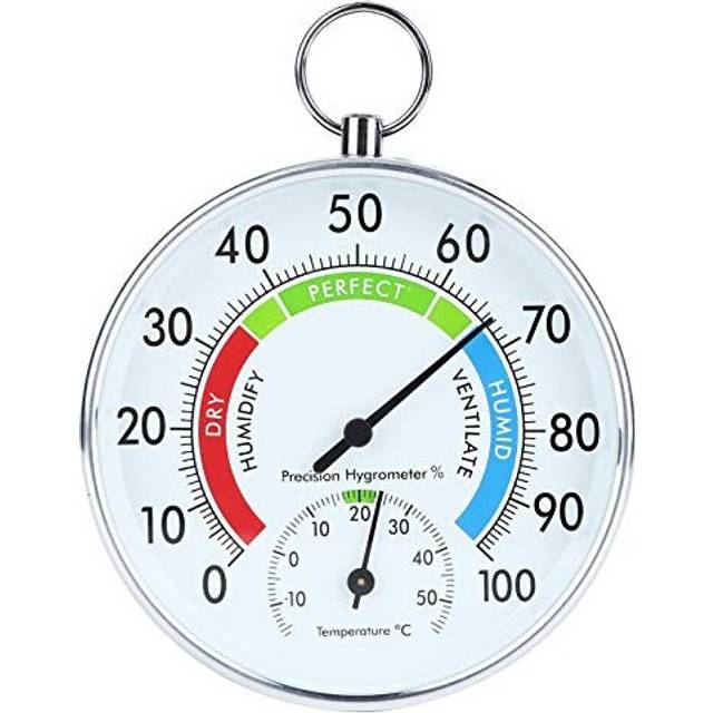 Indoor Thermometer, Greenhouse Thermometer Hygrometer Aluminum Alloy with Hanging Ring for Household Indoor, Greenhouse Planting and Warehouse