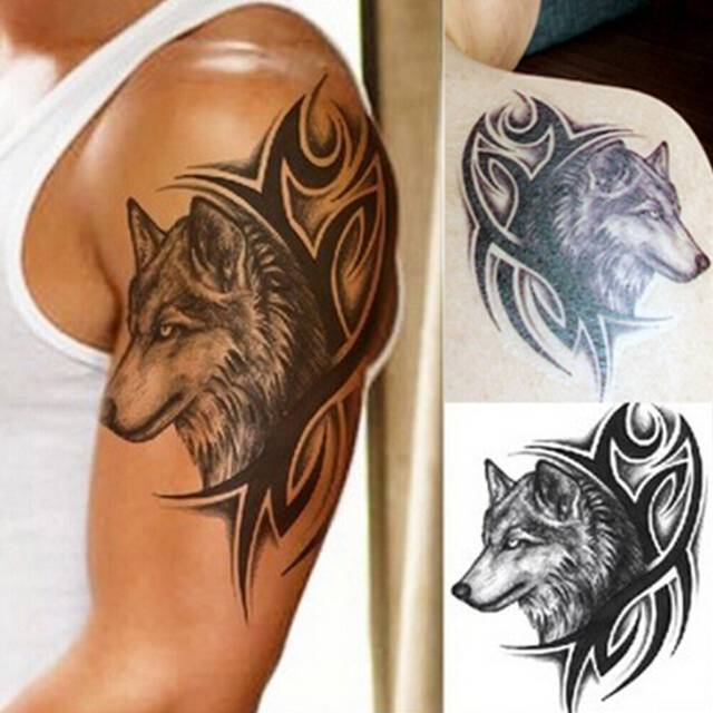 1PCS Water Tattoo Sticker 3D Black Lotus Lucky Fish Carp Splashing Arm Body Art Female Male Christmas Tattoo Sticker