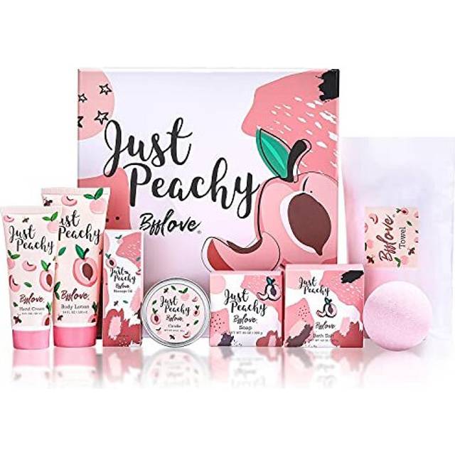 Gift Box for Women - Spa Gifts for Women, 8-Piece Spa Gift Set with Peach Scent Gift Basket for Women, Spa Bath Set included Bath Bomb, Scent Can
